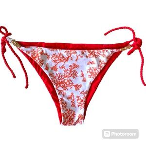 Designer Heidi Klein Belize Coral Reversible Bikini Bottom Sz 8 (L)